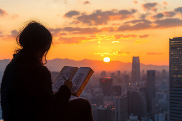 Fototapeta premium sunset city sketchbook