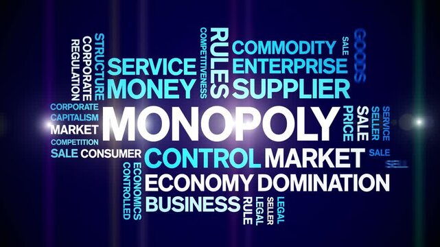 Monopoly animated word cloud;text design animation tag kinetic typography seamless loop.