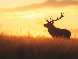 Deer in Sunset Field