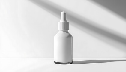 White cosmetic bottle mockup on white background with shadows. 3D rendering