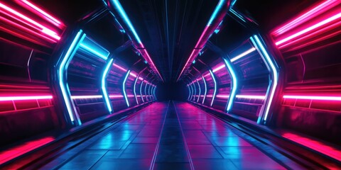 Fototapeta premium Neon Escalator Going Down