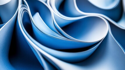 Fototapeta premium Abstract Blue Fabric Texture Swirling Waves and Curves