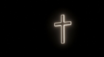 Fototapeta premium Illuminated Cross: A Minimalist Glowing Symbol of Faith