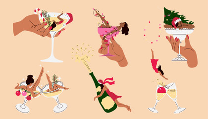 A collection of fun bachelorette party clipart designs