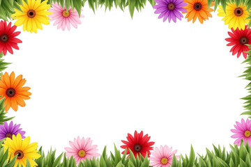 Obraz premium bunch of colorful flowers in the grass on a white background1