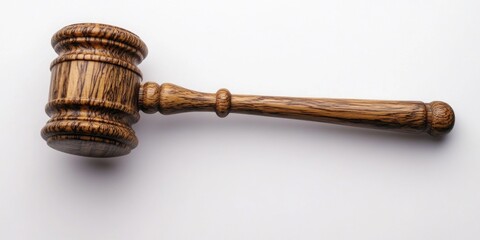 Wooden Gavel on White