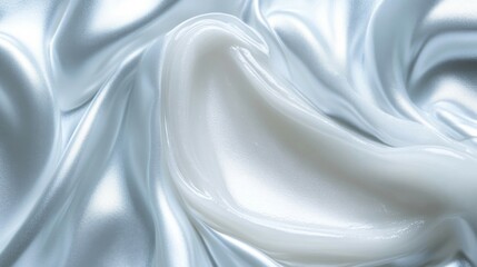 Obraz premium White Cream on Silver Satin Fabric