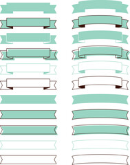 シンプルなリボンフレームセット イラスト 飾り 装飾 枠 あしらい バナー デザイン ミントグリーン