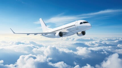 Obraz premium airplane over clouds. travel vacation concept