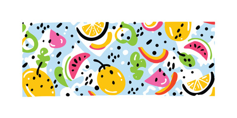 Funky Memphis Fruit Pattern – Seamless Juicy Summer Vibes Design