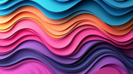 Fototapeta premium Minimalist abstract shapes create vibrant flowing waves in colorful layers