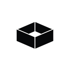 Abstract Isometric Cube Frame Isolated On White Minimalist Black And White Graphic