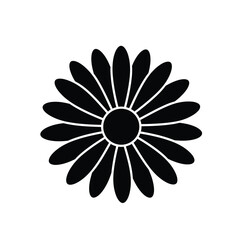 Black Daisy Flower Silhouette Minimalist Style Elegant Design On White Background