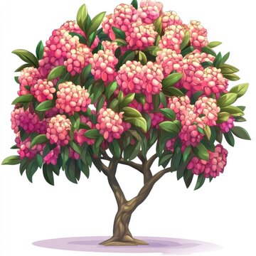 cute cartoon lilly pilly or lilli pilli (Australian) tree isolated on white background 