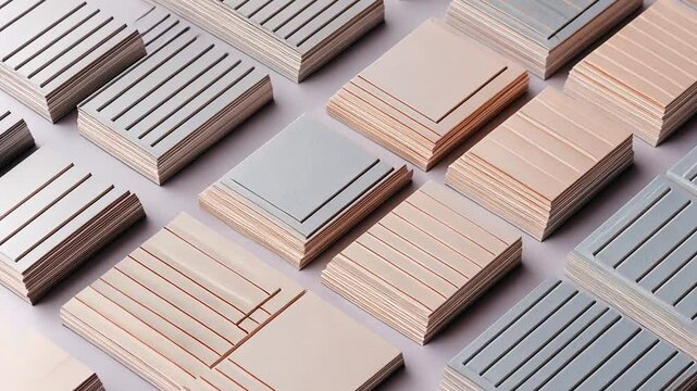 Creative Patterned Business Cards Arranged Neatly in a Grid Layout for Presentation