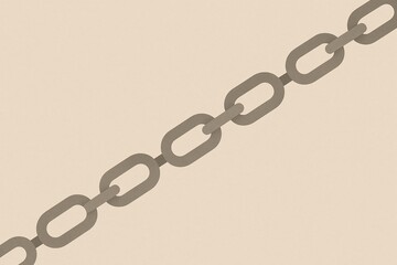 Fototapeta premium Simple illustration of a metallic chain diagonally positioned on a beige background