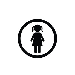 Girl Symbol Icon In Circle Restroom Or Signage Depicting Female