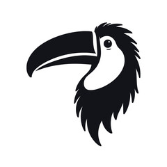 Obraz premium Tropical Toucan Bird Silhouette in Black on White Background