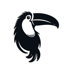 Fototapeta premium Toucan Head Silhouette Vector with Big Beak on White Background