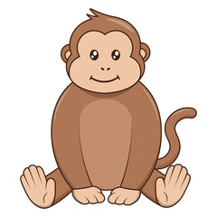 Cute Monkey Illustration with Cartoon Design. Vector Character.
