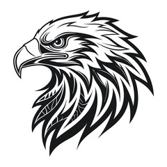Obraz premium A stylized, Eagles head illustration in a bold tribal tattoo style. Eagles with sharp.