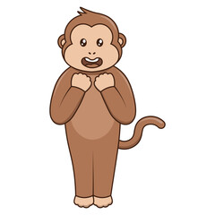 Cute Monkey Illustration with Cartoon Design. Vector Character.