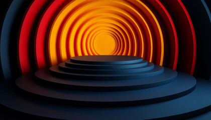 Obraz premium minimalist abstract design with concentric shapes creates vibrant visual