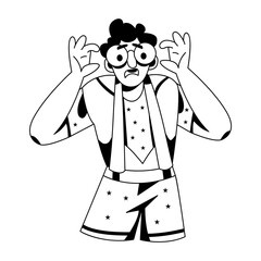 Silly character wearing oversized glasses illustration in glyph style 
