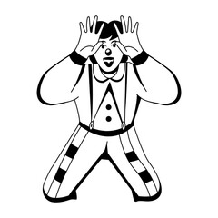 Comedian character illustration in glyph style 
