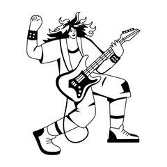 A glyph illustration of rocking guitarist character 
