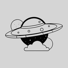 cartoon ufo flying