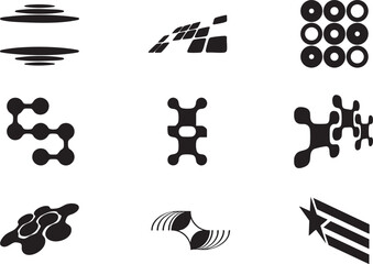Abstract Black and White Vector Icons Set Design Elements for Branding