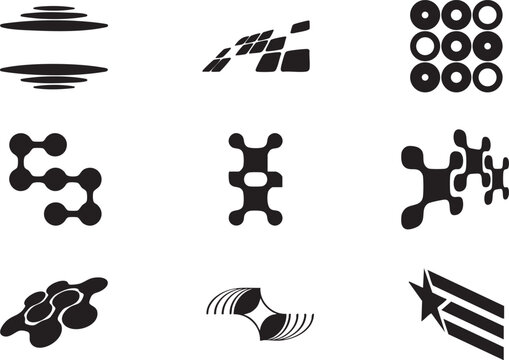 Abstract Black and White Vector Icons Set Design Elements for Branding