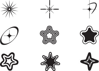Obraz premium Sparkling Starburst Icons Set Design Elements for Projects