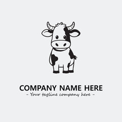 Cow illustration black and white for logo company vector image
