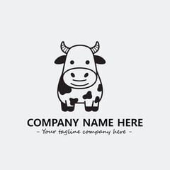 Cow illustration black and white for logo company vector image
