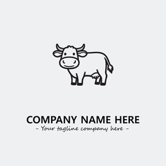 Cow illustration black and white for logo company vector image
