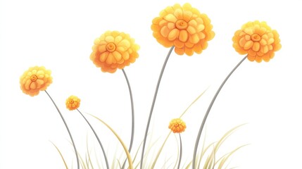 Obraz premium cute cartoon craspedia flower isolated on white background 