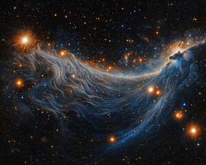 Fototapeta premium mesmerizing cosmic scene with swirling blue nebula and bright stars creates sense of wonder