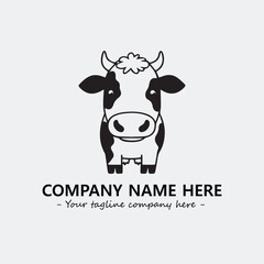 Cow illustration black and white for logo company vector image
