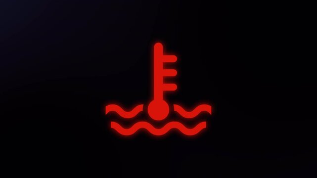 blinking engine temperature icon car dashboard sign animation video footage