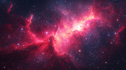 Obraz premium vibrant red nebula glows amidst starry night sky, showcasing cosmic beauty and vastness