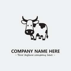 Cow illustration black and white for logo company vector image
