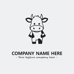 Cow illustration black and white for logo company vector image
