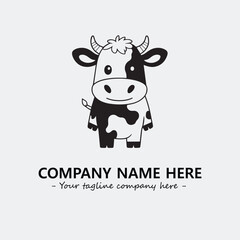 Cow illustration black and white for logo company vector image
