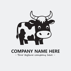 Cow illustration black and white for logo company vector image

