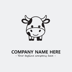 Cow illustration black and white for logo company vector image
