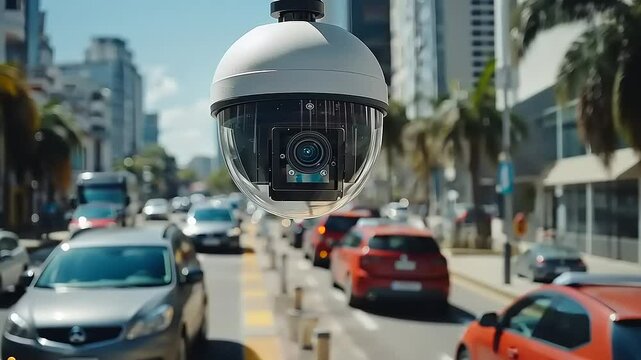 City Surveillance: Security Camera Monitoring Urban Traffic