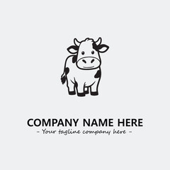 Cow illustration black and white for logo company vector image
