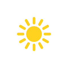 Bright sun vector icon illustration with yellow and orange rays symbolizing warmth, sunlight, and summer